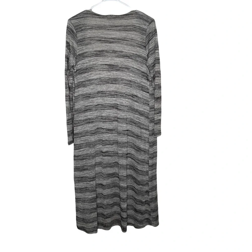 Lularoe womens Sarah Duster Cardigan small Gray stripe pockets Thin Knit - Picture 4 of 4